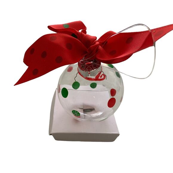 Christmas Glass Ornament Clear Red Christmas Bow Letter "B" Old Time Pottery NEW - Picture 5 of 8